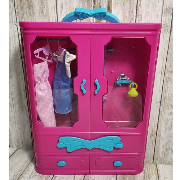American Plastic Closet Other - American Plastic Toy Wardrobe Closet Pink Blue Doll Clothes Accessories Storage
